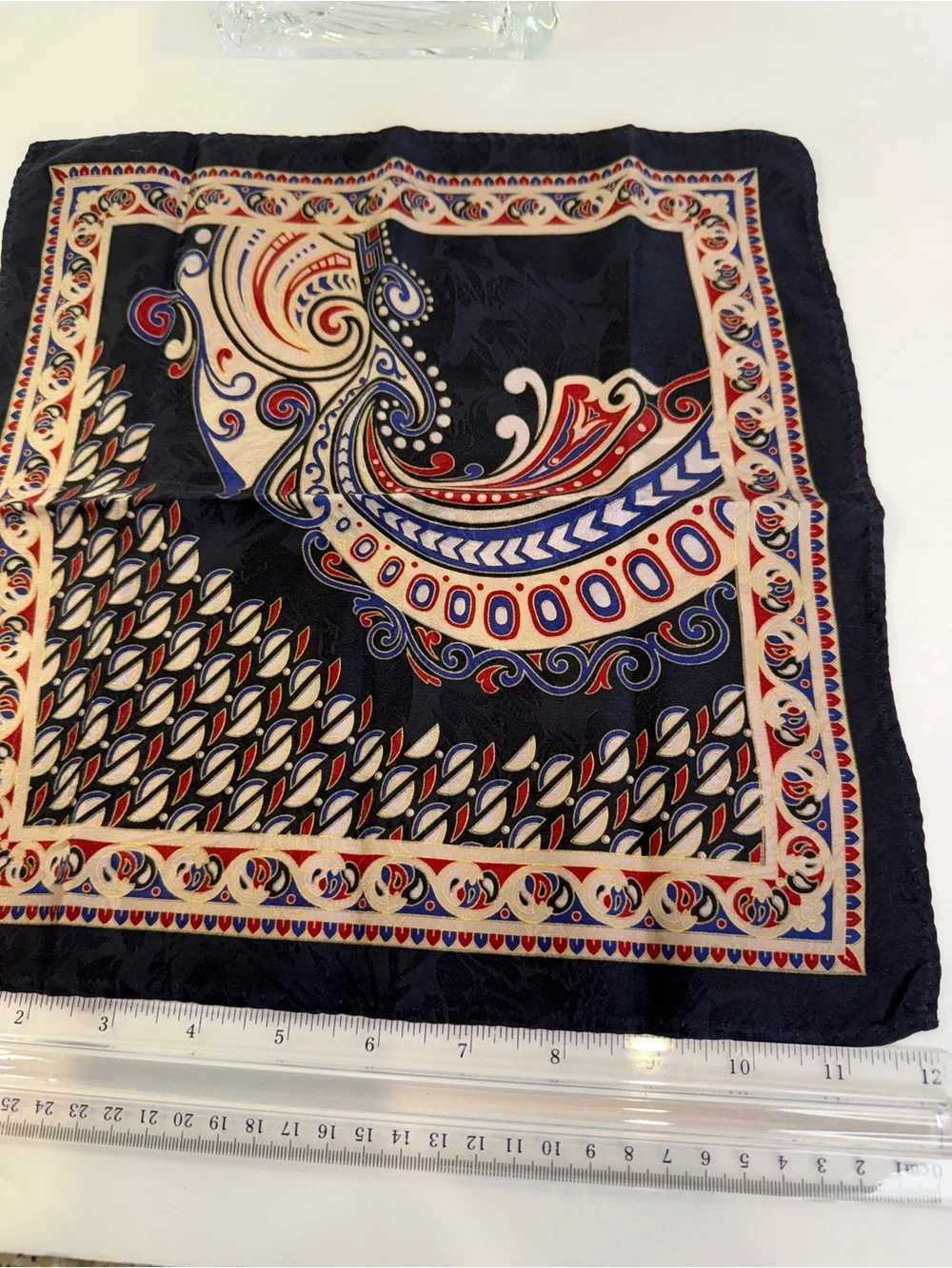 Dapper Americana Elegance Vintage Paisley Pocket Square Handkerchief 12” x 12”